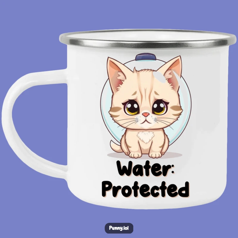 Funny Cat Fishbowl Helmet Camping Mug: Hilarious Companion for Feline Aficionados