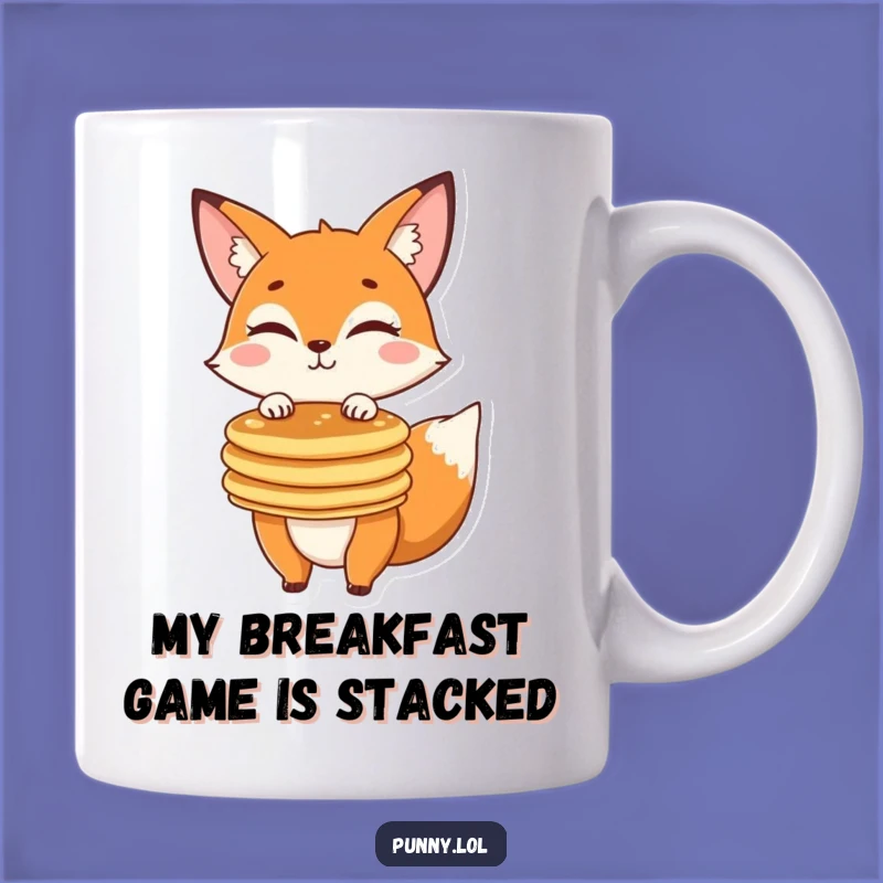 Funny Fox Pancake Balance Mug: Hilarious Gift for Breakfast Lovers
