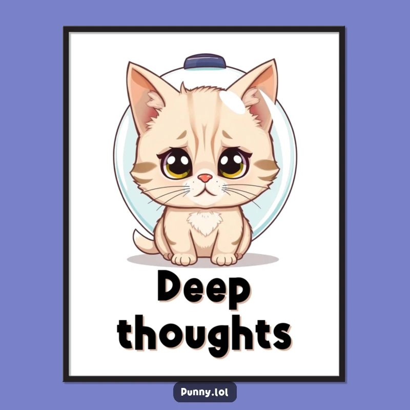 Funny Cat Fishbowl Helmet Digital Art Print: Hilarious Decor for Instant Smiles