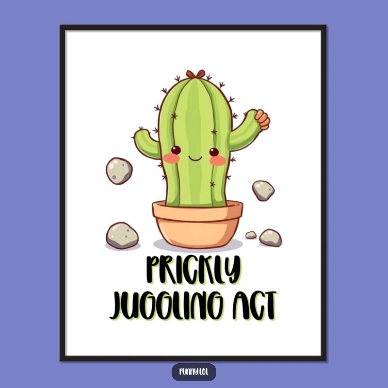 Funny Clumsy Cactus Digital Art - Instant Quirky Charm for Your Walls!