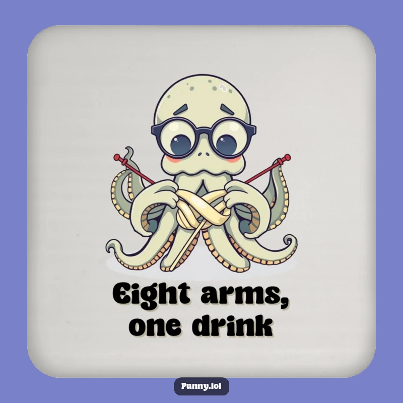 Funny Octopus Knitting Coaster Set - Cephalopod Craft Drink Saver Gift
