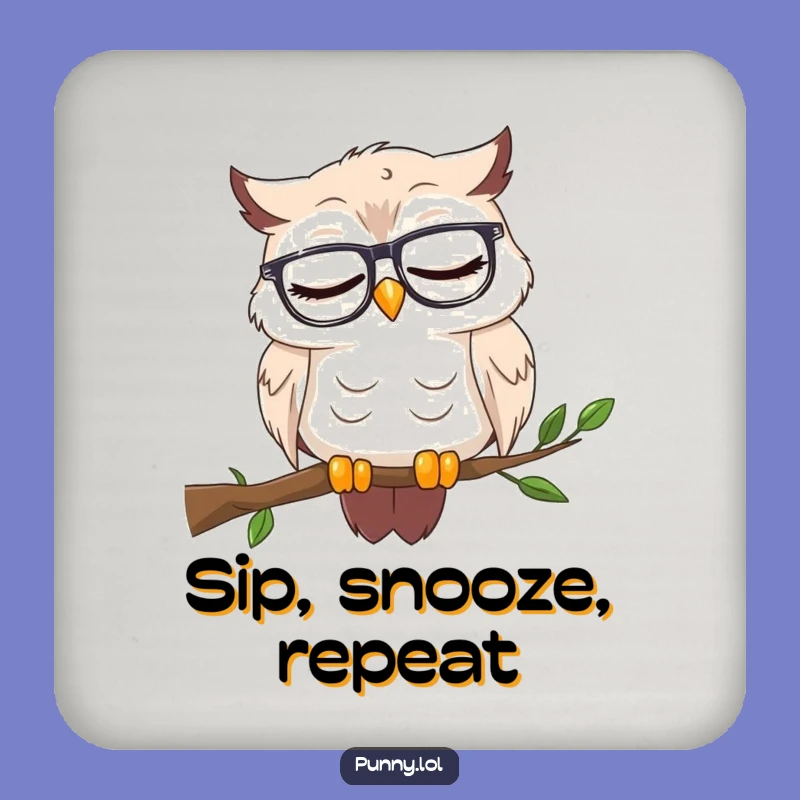 Funny Sleepy Owl Coaster - Protect Surfaces with Wise Charm!