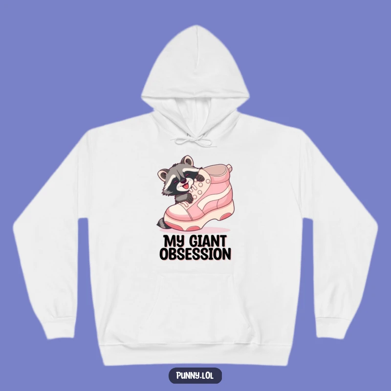 Cozy Funny Raccoon Shoe Hug Hoodie: Snuggle up with quirky joy, a warm funny gift!