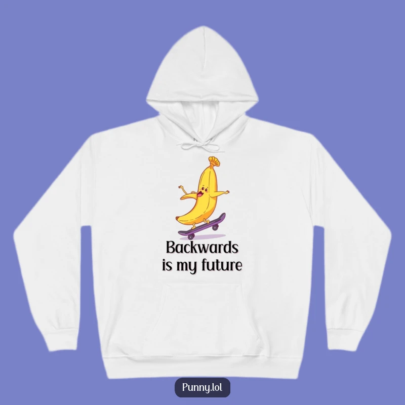 Funny Banana Peel Skateboard Hoodie - Cozy Backwards Ride Gift