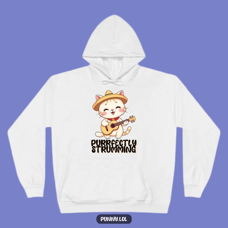 Funny Cozy Hoodie: Fiesta Cat Playing Guitar - Warm & Musical