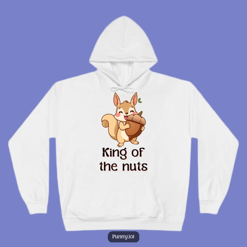 Funny Cozy Hoodie: Triumphant Squirrel Acorn - Warm Victory Wear