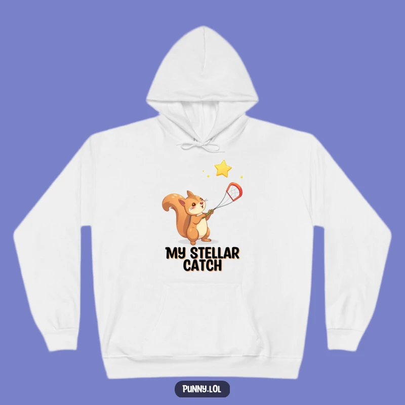 Funny Squirrel Star Net Hoodie - Cozy & Ambitious Design, Ideal Funny Gift for Dreamers