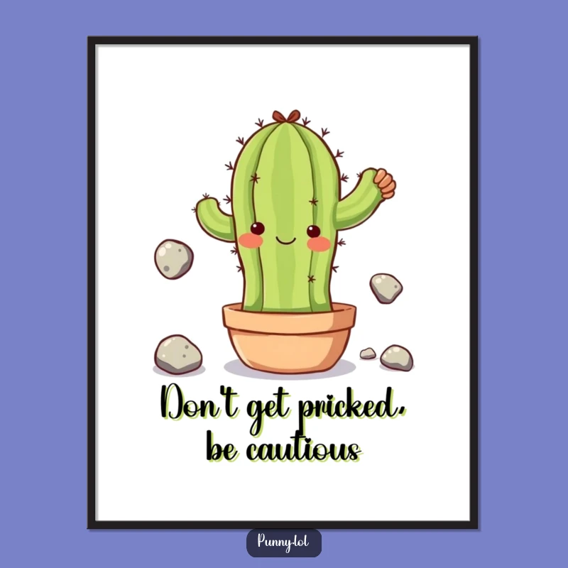 Free Printable Wall Art: Clumsy Cactus Juggling Act, a Funny Downloadable Art Gift