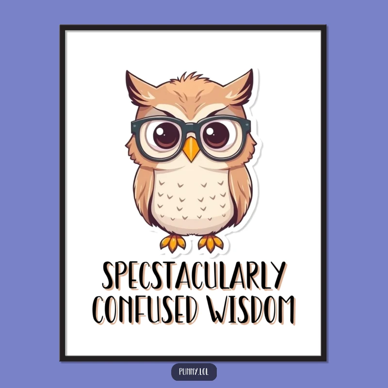 Free Printable Funny Owl Wall Art: Upside Down Glasses Art, Quirky Downloadable Decor