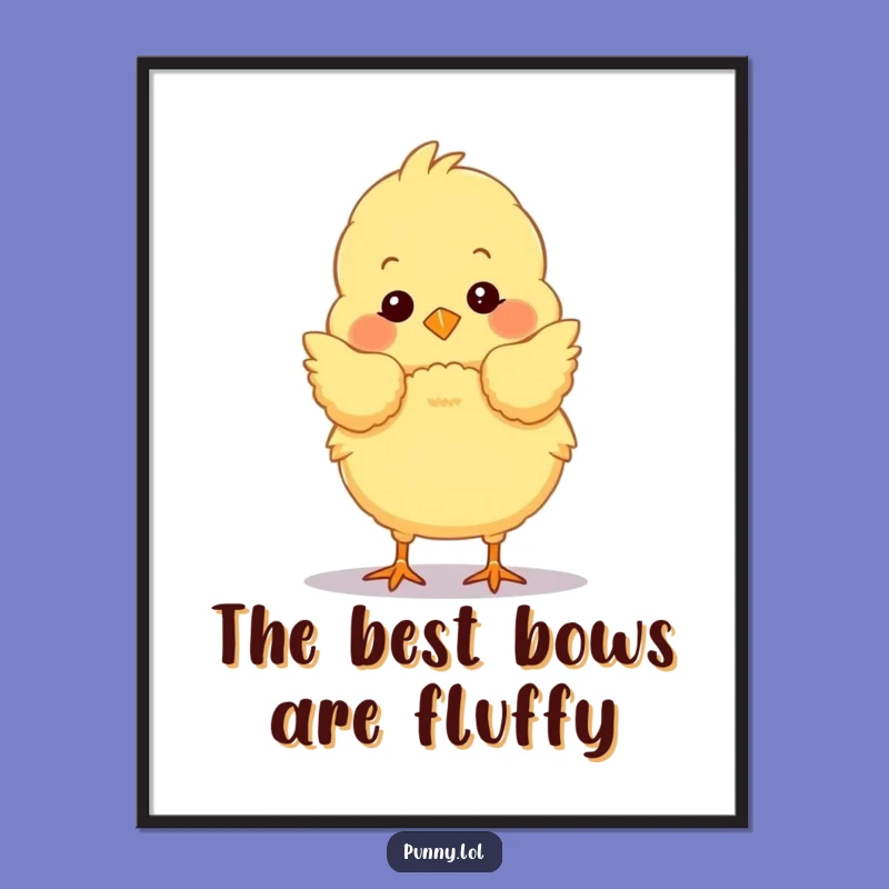 Free Printable Wall Art: Fluffy Chick Bow For Quirky Downloadable Decor Gift
