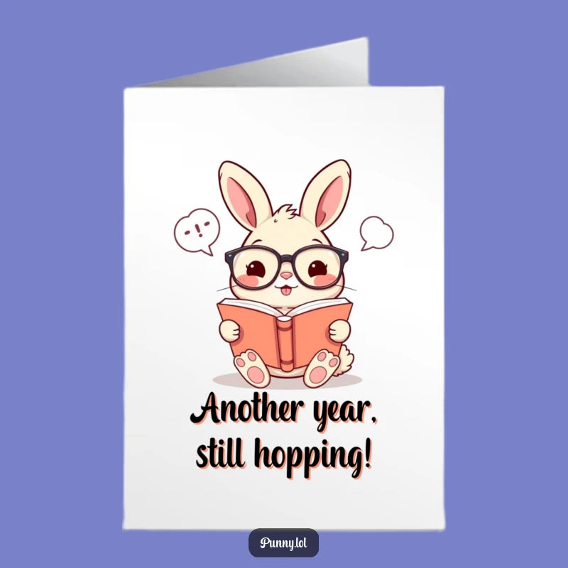 Free Printable Birthday Card: Funny Rabbit Reader Digital Download for a Quirky Celebration