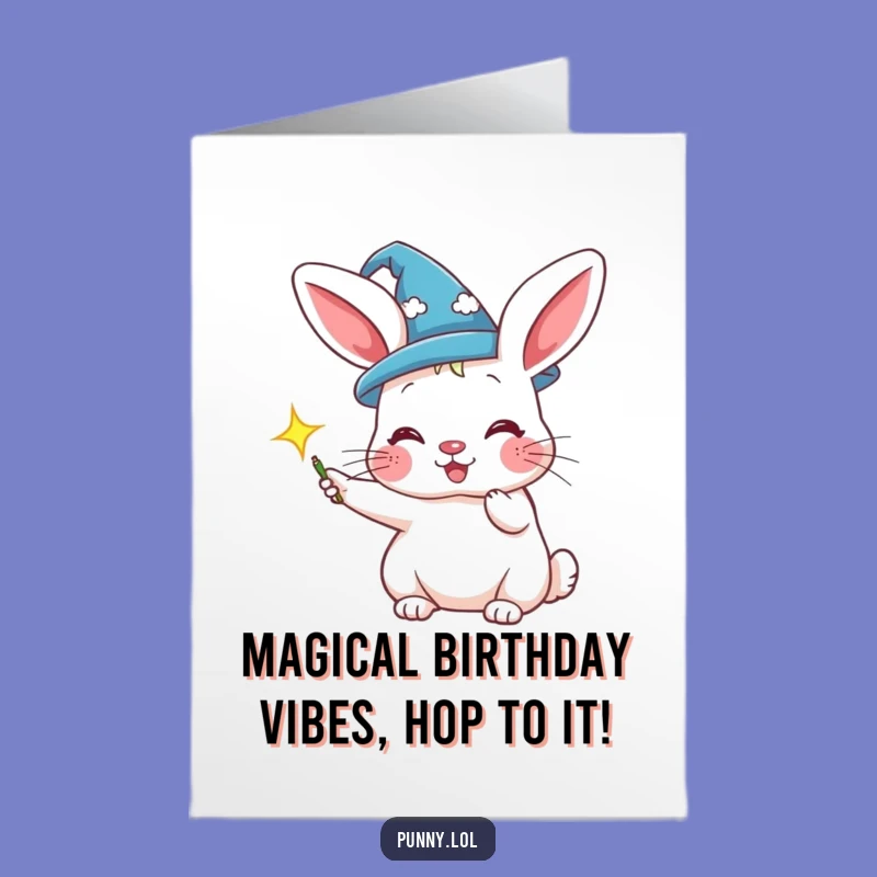 Free Printable Birthday Card: Wizard Rabbit Sparkle - Magical Wishes!