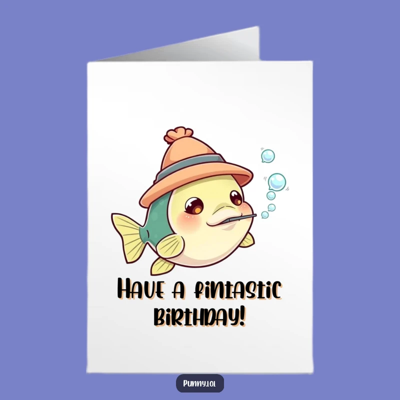 Free Printable Fish Birthday Card: Bubbles & Hat Fun Downloadable Gift