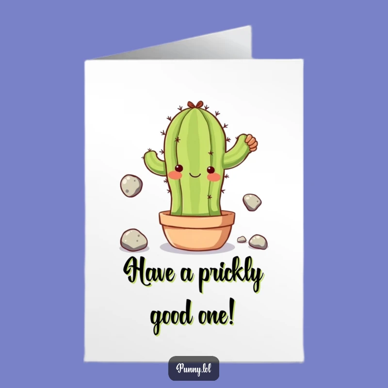 Free Printable Birthday Card: Clumsy Cactus Juggles Fun, a Hilarious Digital Download Gift