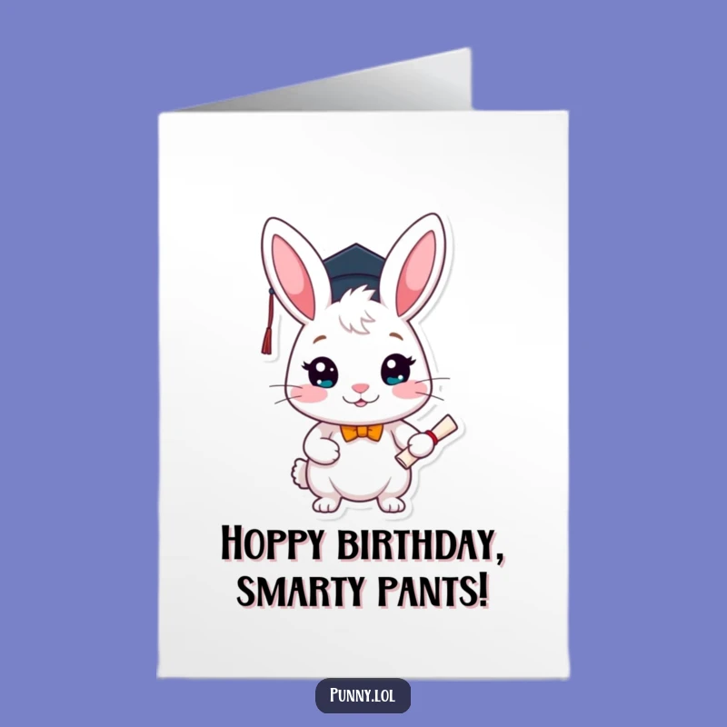 Bunny Graduation Birthday Card: Free Printable Funny Downloadable Gift for Instant Smiles