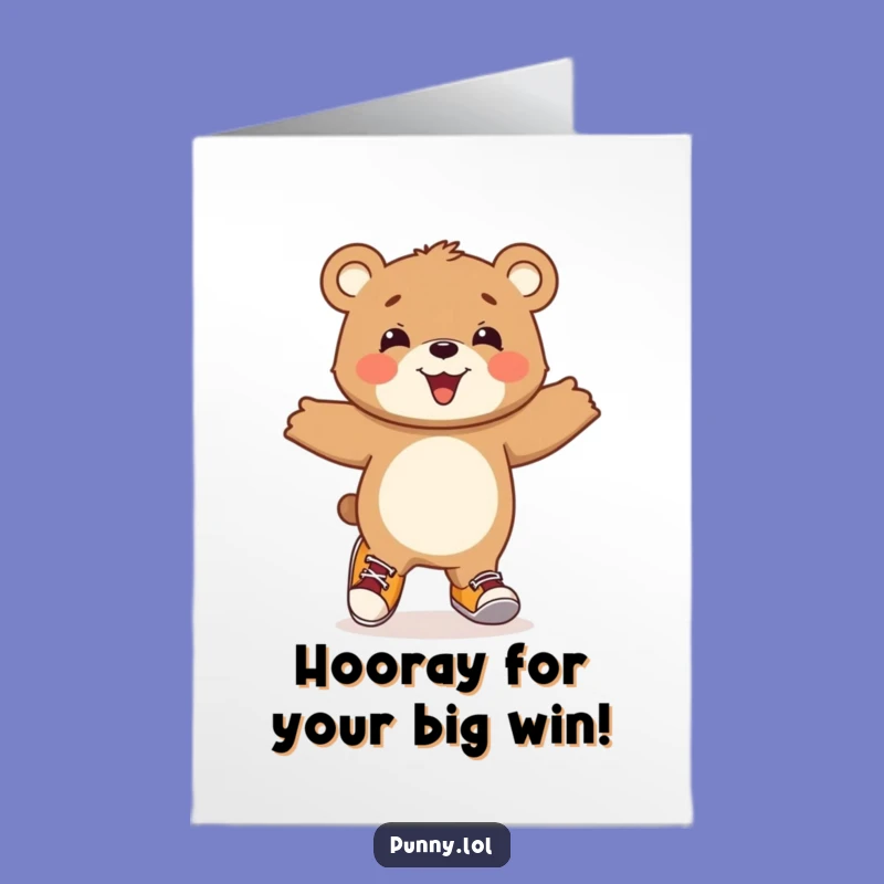 Free Printable Congrats Card: Happy Bear Cub, Mismatched Shoes, Humorous DIY