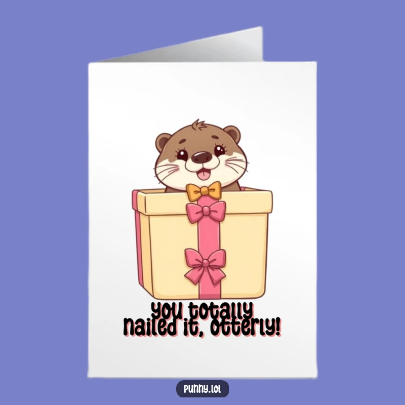 Free Printable Congrats Card: Otter Bow Tie Gift Box - Hilarious Download!