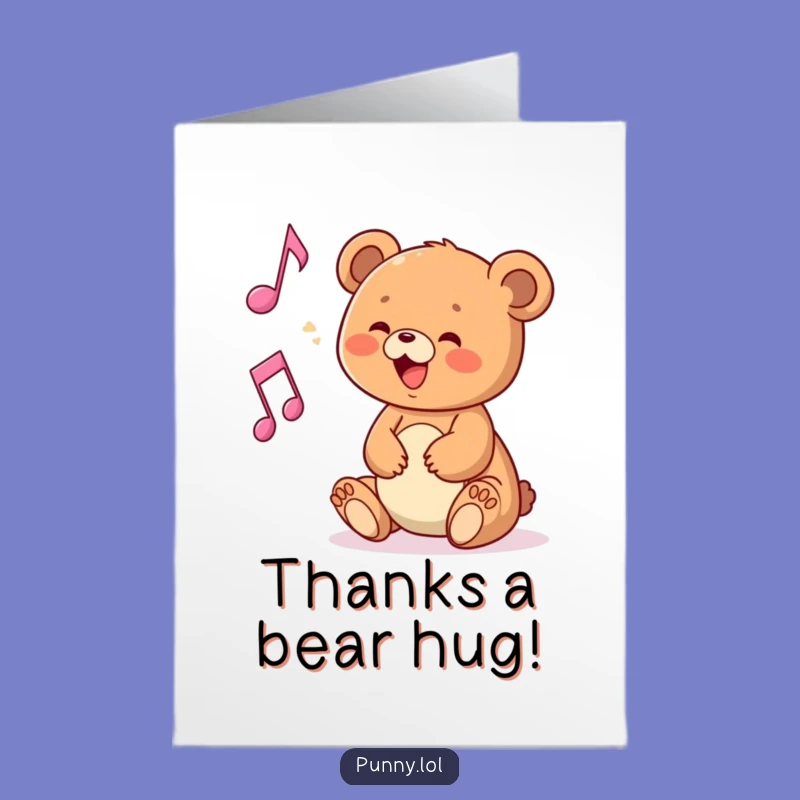 Free Printable Thank You Card: Bear Cub Music Note - Grateful Melody!