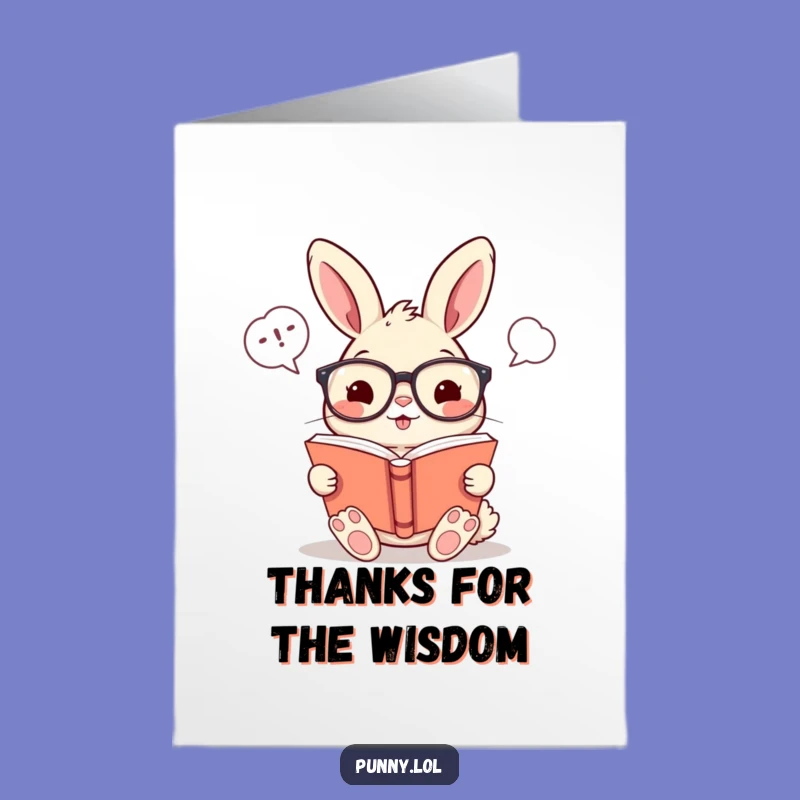 Free Printable Thank You Card: Scholarly Rabbit Reader Digital Download for Gratitude