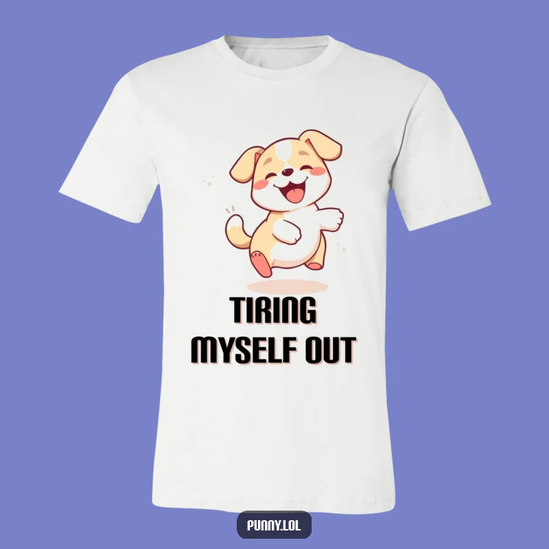 Funny Giggling Dog Chasing Tail T-Shirt - Comical Pet Apparel for Laughs