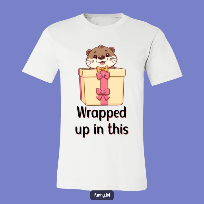 Funny Otter Bow Tie Gift Box T-Shirt: Wear Your Joyful Surprise