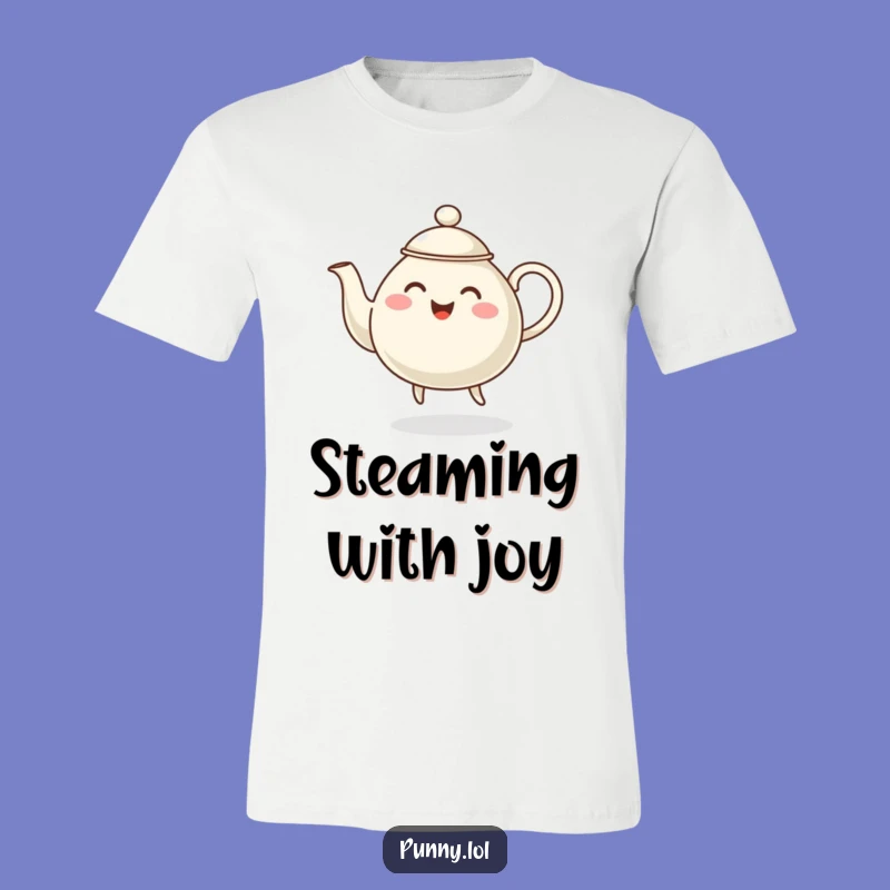 Funny Dancing Teapot T-Shirt - Happy Steaming Character Tee