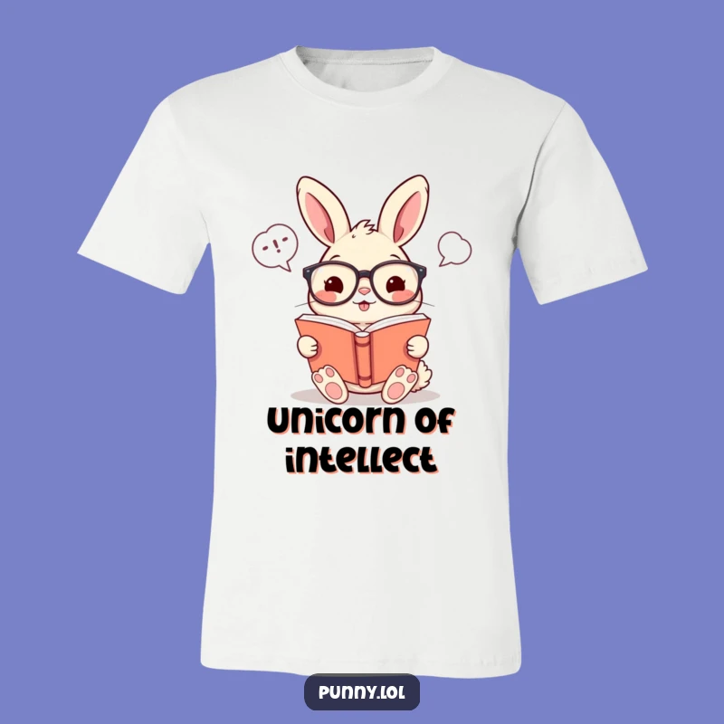 Funny Bookworm Rabbit T-Shirt: Smart Bunny Reading Tee for Laughs
