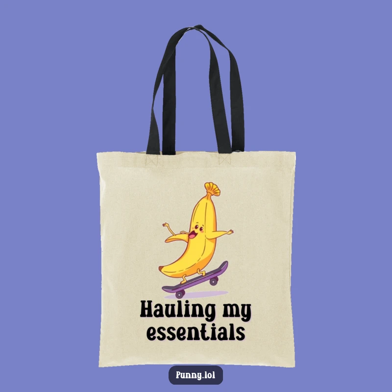 Funny Banana Peel Skateboard Tote Bag - Backwards Carry-All Gift
